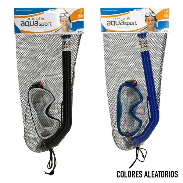 Snorkel Goggles and Tube AquaSport Blue Black Children's (12 Units)