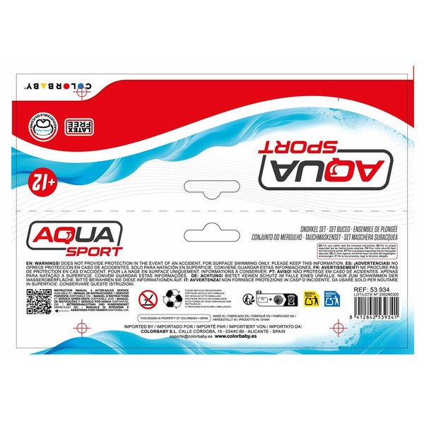 Snokkelilasit ja -putki Colorbaby Aqua Sport Aikuisten (6 osaa)