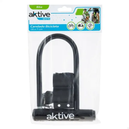 Замок с ключом Aktive Чёрный 19,5 x 12,5 x 2,8 cm 24 штук