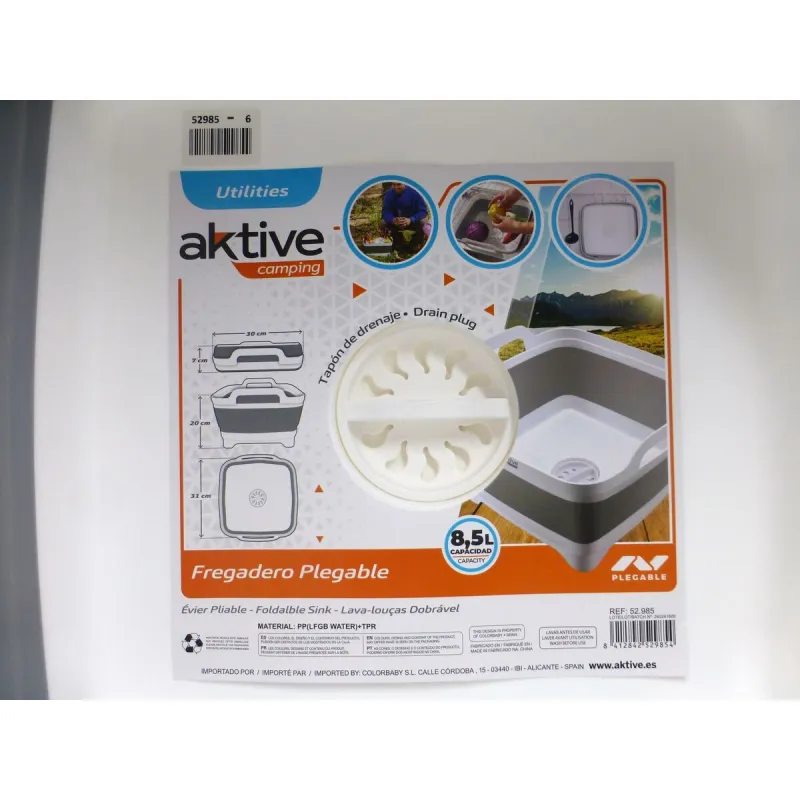 Kriauklė Aktive Sulankstomas 8,5 L Stovyklavietė 30,5 x 20 x 30 cm 6 vnt.
