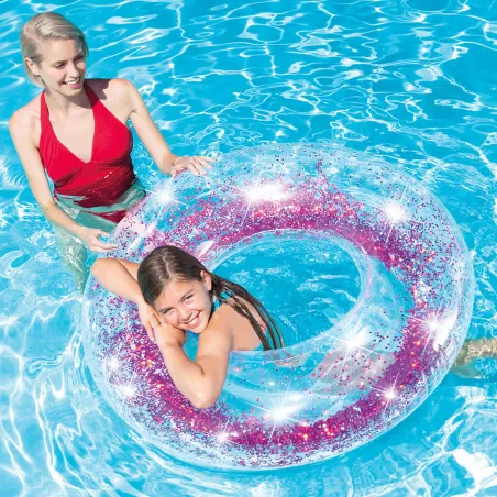 Inflatable Floating Doughnut Intex Transparent Glitter Ø 119 cm (6 Units)