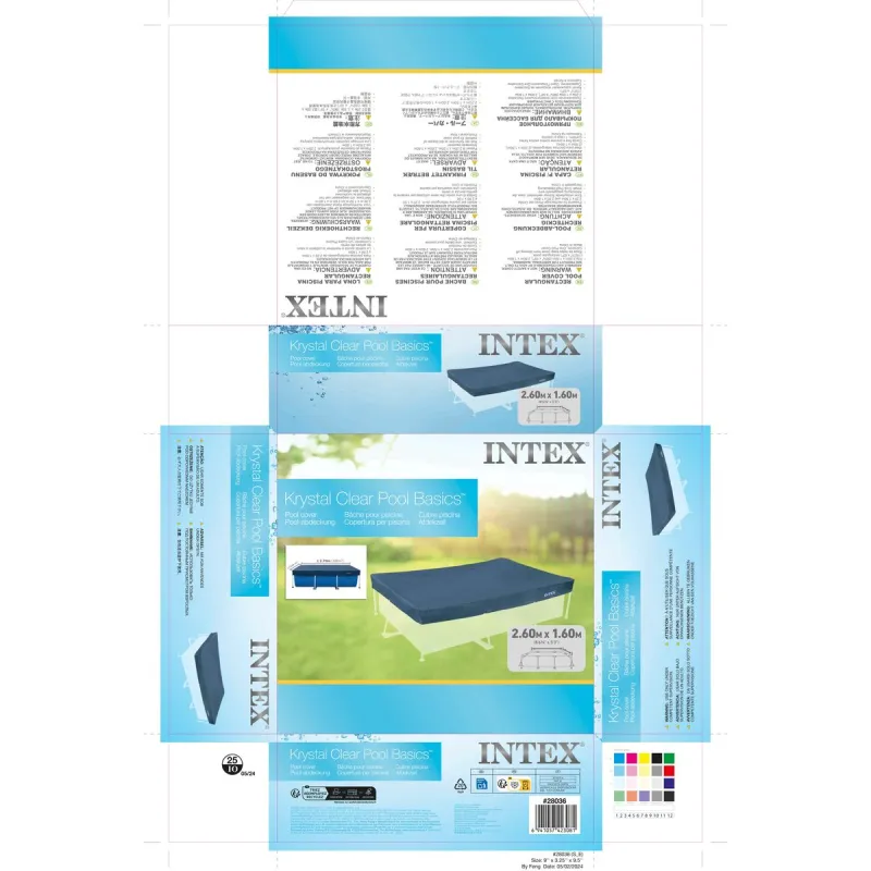 Swimming Pool Cover Intex Navy Blue 260 x 30 x 160 cm Rectangular (6 Units)