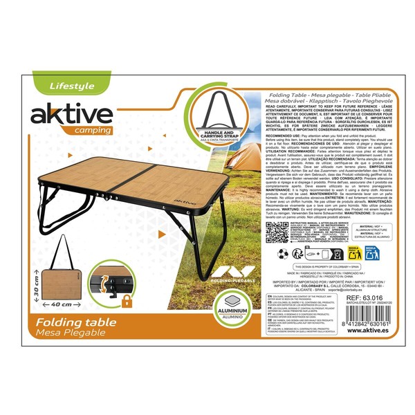 Sulankstomas stalas Aktive Juoda 60 x 25 x 40 cm