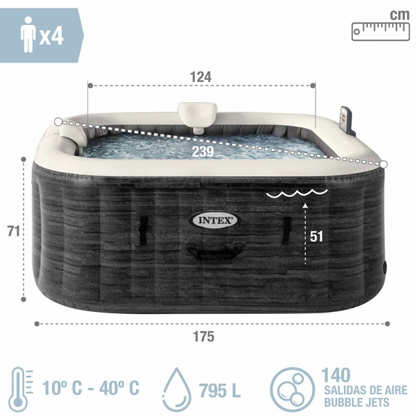 Ilmatäytteinen spa Intex 4 henkilöt 795 L