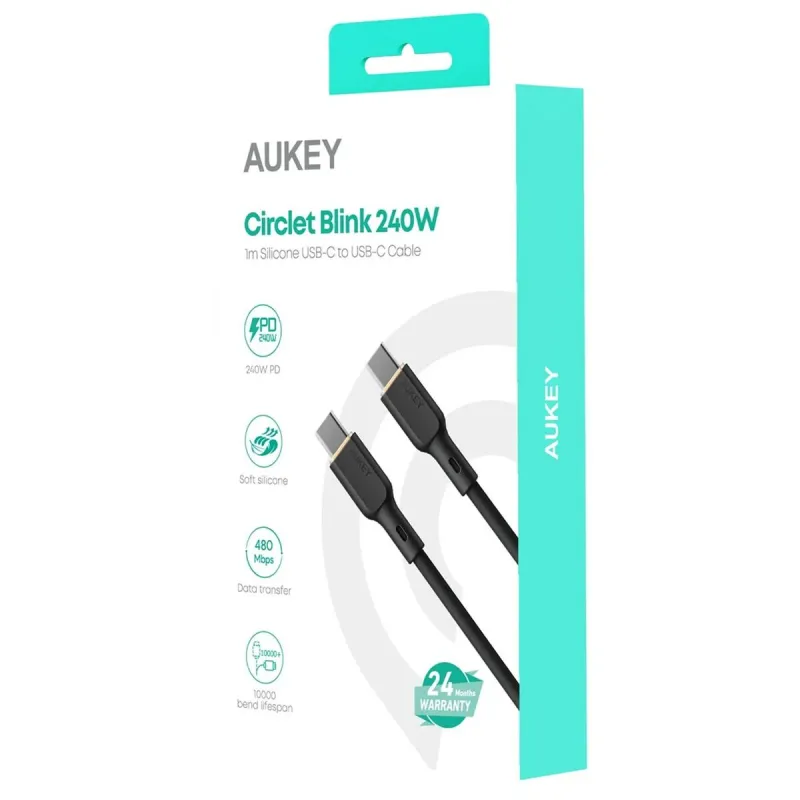 USB Kabelis Aukey CB-SCC241 Melns 1 m 240 W