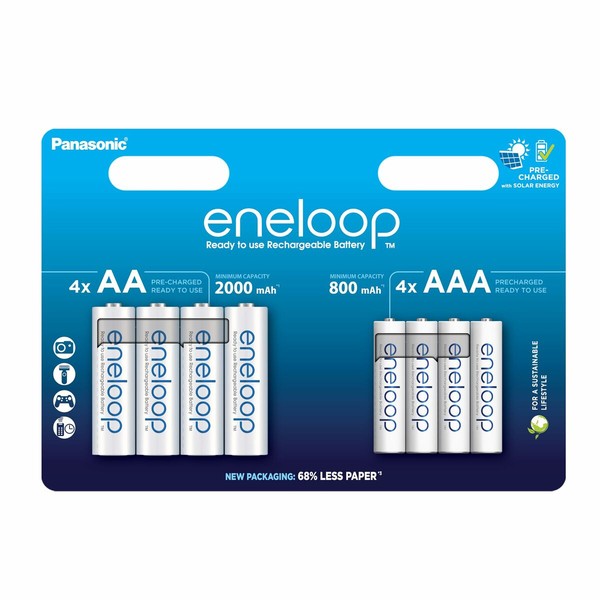 Rechargeable Batteries Panasonic BK-3MCDE+4MCDE/8CP