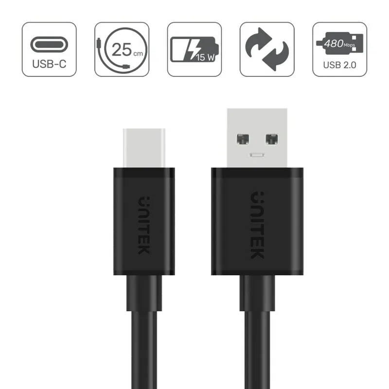 USB-C-kaapeli - USB Unitek Y-C480BK Valkoinen 25 cm
