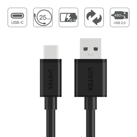 USB-C-kaapeli - USB Unitek Y-C480BK Valkoinen 25 cm