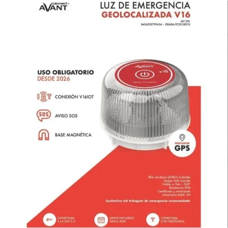 V16 Emergency Beacon connected DGT 3.0 Avant AV1201
