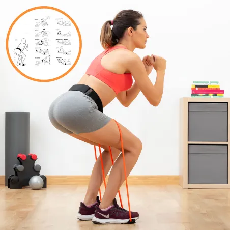 Vyö vastuskuminauhoilla pakaroille ja harjoitusohjeet Bootrainer InnovaGoods