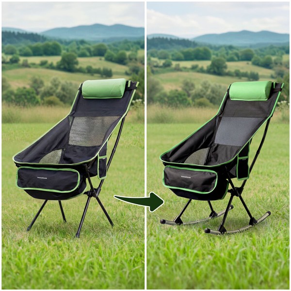 2-in-1 Folding Camping Rocking Chair with Pocket, Cushion and Carry Bag Trillow InnovaGoods