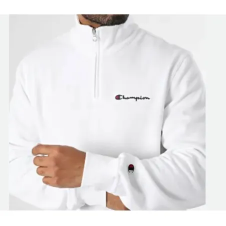 Miesten huputon collegepaita Champion HALF ZIP SWEATSHIRT 220263 WHT Valkoinen