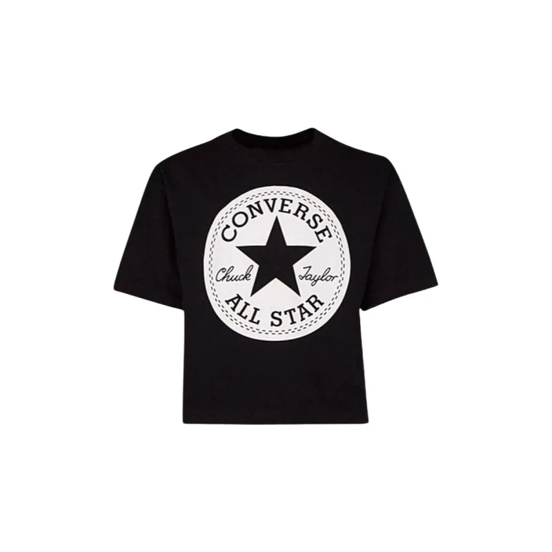 Laste Lühikeste varrukatega T-särk Converse Signature Chuck Patch Boxy Tee Must