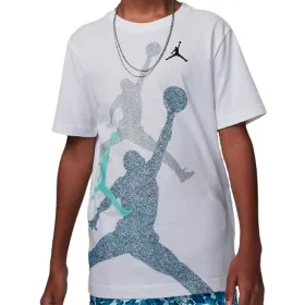 Krekls ar Īsām Piedurknēm Bērniem Nike JDB GRADIENTE STACKED JM SS TEE 95D119 I1N Balts