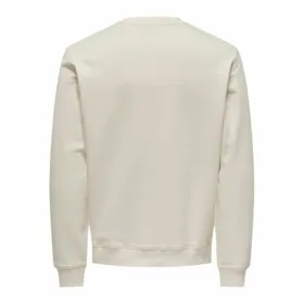 Miesten huputon collegepaita Only & Sons Onsdan Unshed Reg Crew Neck Valkoinen