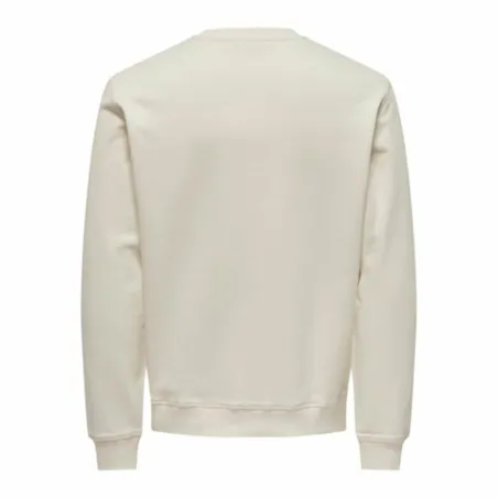 Miesten huputon collegepaita Only & Sons Onsdan Unshed Reg Crew Neck Valkoinen
