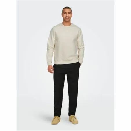 Miesten huputon collegepaita Only & Sons Onsdan Unshed Reg Crew Neck Valkoinen
