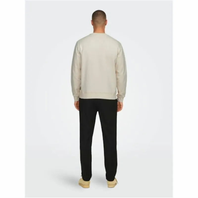 Miesten huputon collegepaita Only & Sons Onsdan Unshed Reg Crew Neck Valkoinen