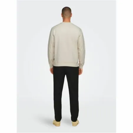 Miesten huputon collegepaita Only & Sons Onsdan Unshed Reg Crew Neck Valkoinen