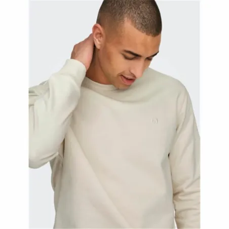 Miesten huputon collegepaita Only & Sons Onsdan Unshed Reg Crew Neck Valkoinen