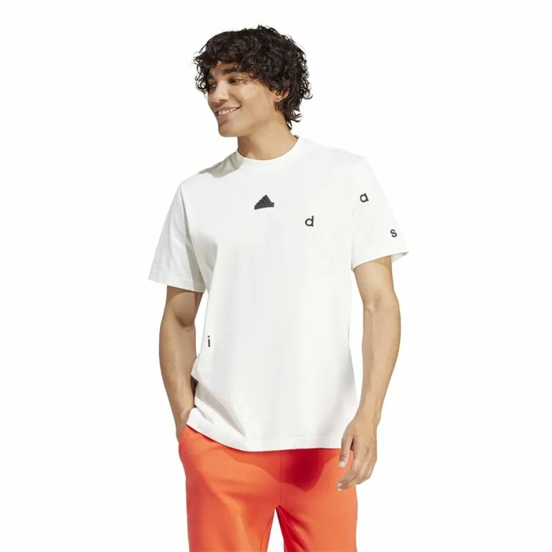 Vīriešu Krekls ar Īsām Piedurknēm Adidas Bl Sj Q1 Balts