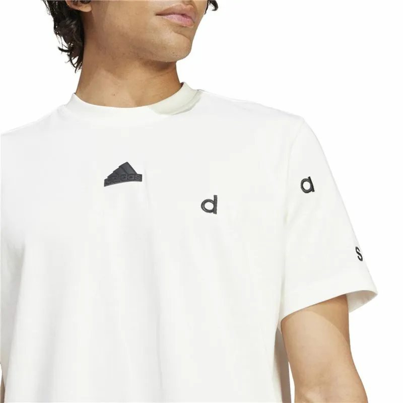 Vīriešu Krekls ar Īsām Piedurknēm Adidas Bl Sj Q1 Balts