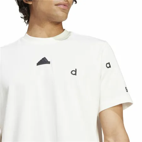 Vīriešu Krekls ar Īsām Piedurknēm Adidas Bl Sj Q1 Balts