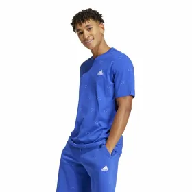Men’s Short Sleeve T-Shirt Adidas Essentials Monogram Blue