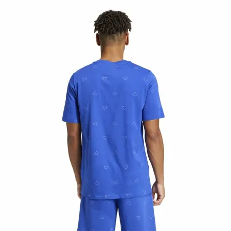 Men’s Short Sleeve T-Shirt Adidas Essentials Monogram Blue