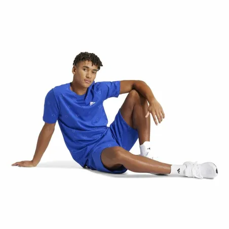 Men’s Short Sleeve T-Shirt Adidas Essentials Monogram Blue