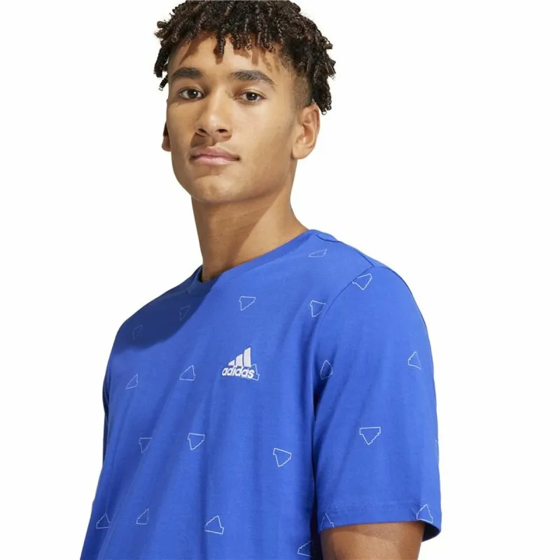 Men’s Short Sleeve T-Shirt Adidas Essentials Monogram Blue