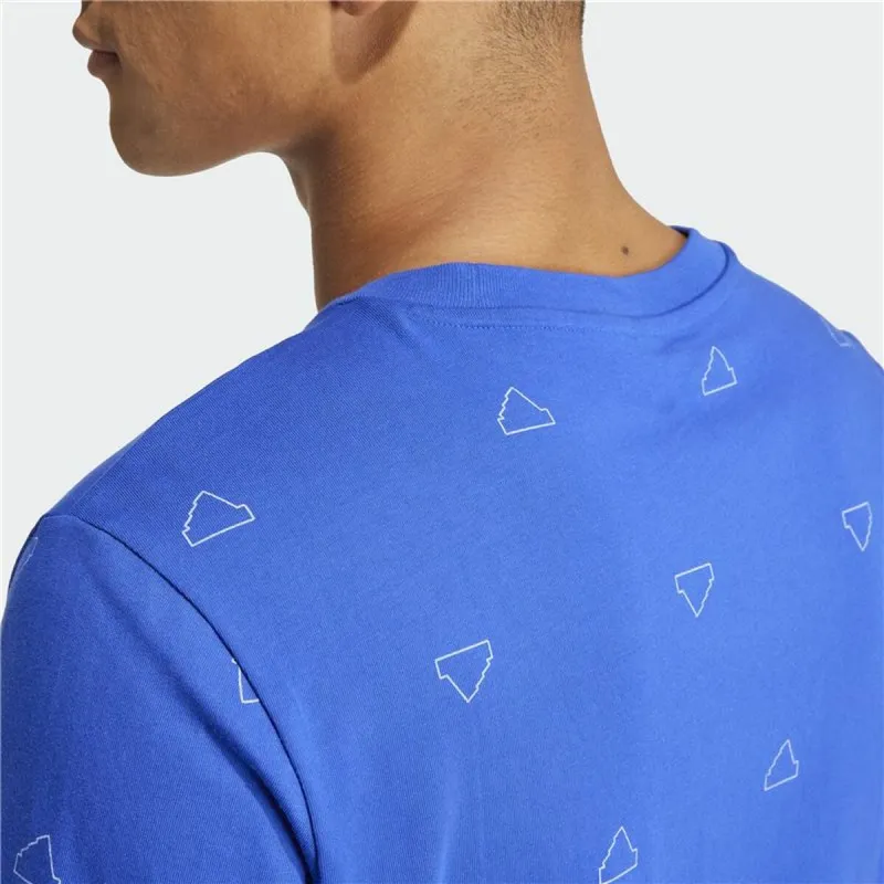Men’s Short Sleeve T-Shirt Adidas Essentials Monogram Blue