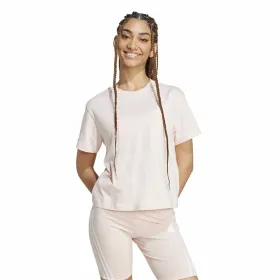 Women’s Short Sleeve T-Shirt Adidas Essentials Small Logo Beige Pink