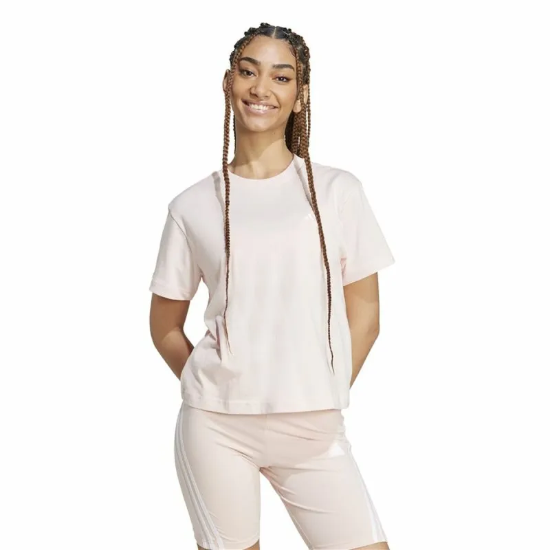 Women’s Short Sleeve T-Shirt Adidas Essentials Small Logo Beige Pink