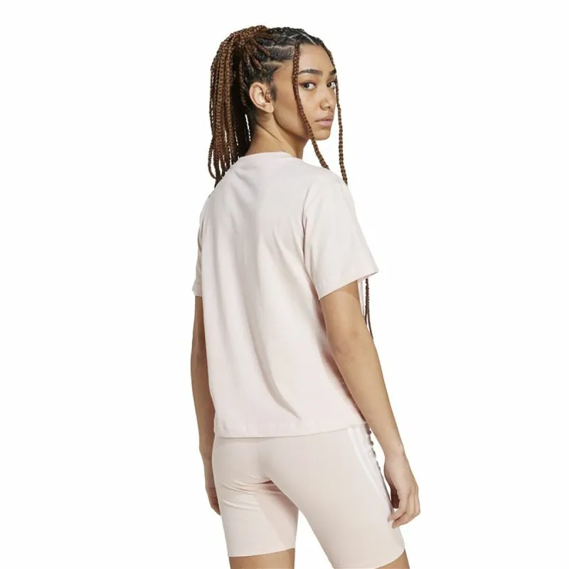 Women’s Short Sleeve T-Shirt Adidas Essentials Small Logo Beige Pink