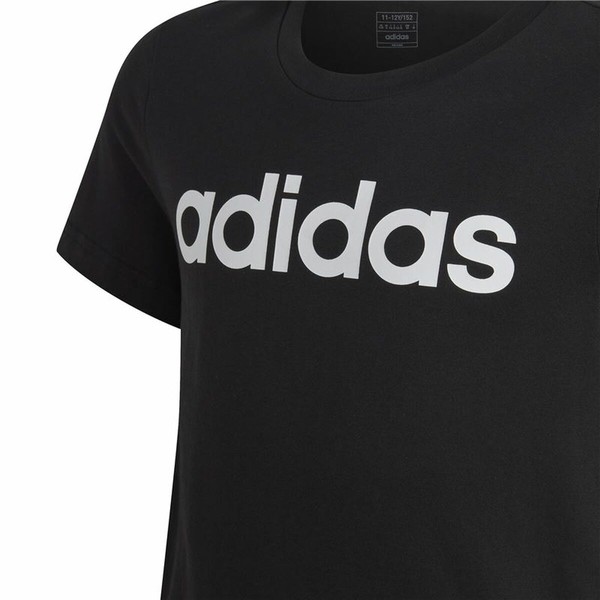 Krekls ar Īsām Piedurknēm Bērniem Adidas Essentils Logo Linear Melns