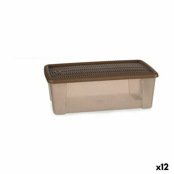 Storage Box with Lid Stefanplast Elegance Beige Plastic 5 L (12 Units)