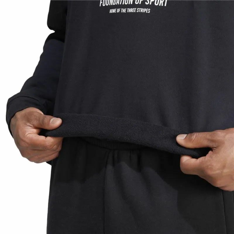 Men’s Sweatshirt without Hood Adidas Brand Love French Terry Black