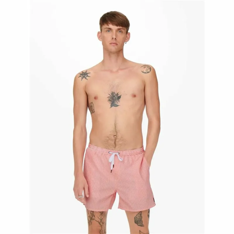 Плавки мужские Only & Sons Onsted Stripe Seersucker Розовый
