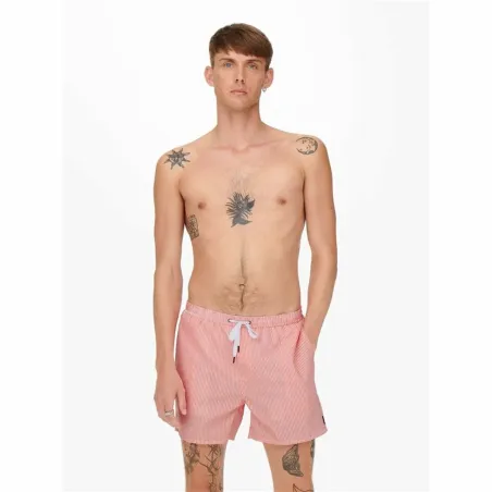 Плавки мужские Only & Sons Onsted Stripe Seersucker Розовый
