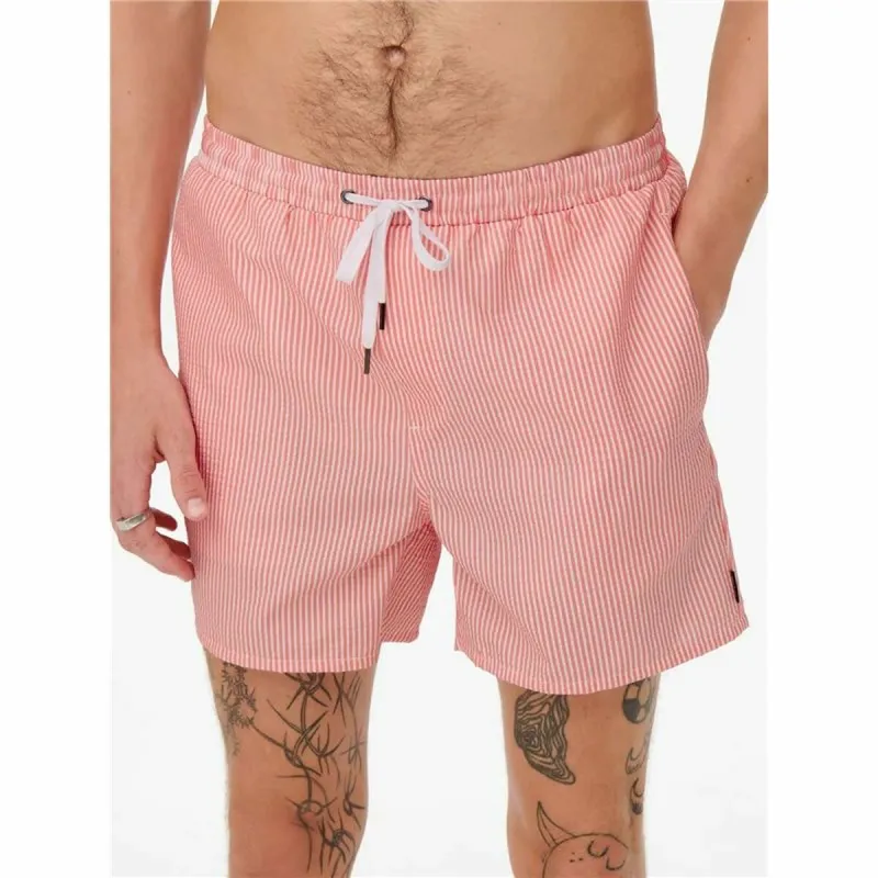Плавки мужские Only & Sons Onsted Stripe Seersucker Розовый