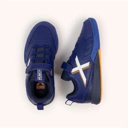 Children's Indoor Football Shoes Munich Rondito Kid Elastic Laces Blue