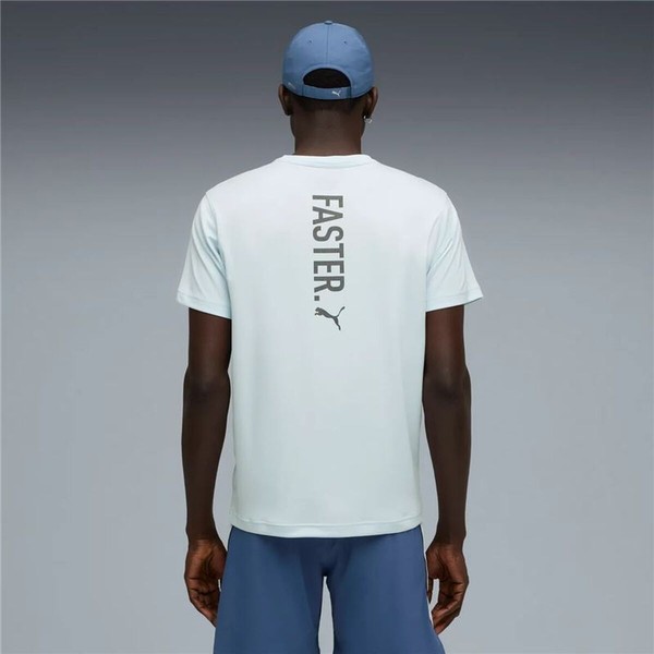 Men’s Short Sleeve T-Shirt Puma Graphics Running Fas Light Blue