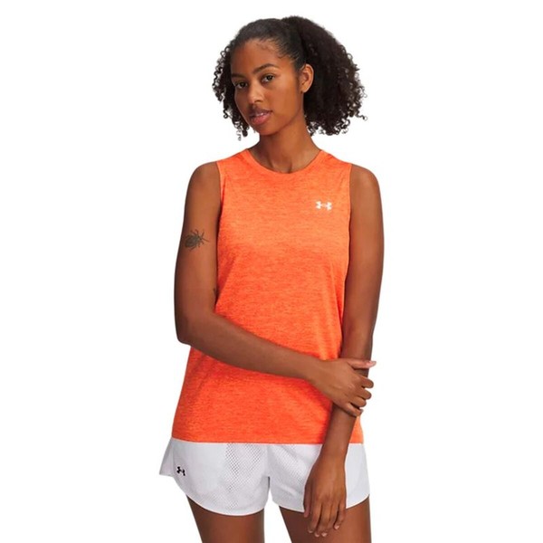 Naiste Varrukateta T-särk Under Armour Tech Tank Twist Oranž Fitness