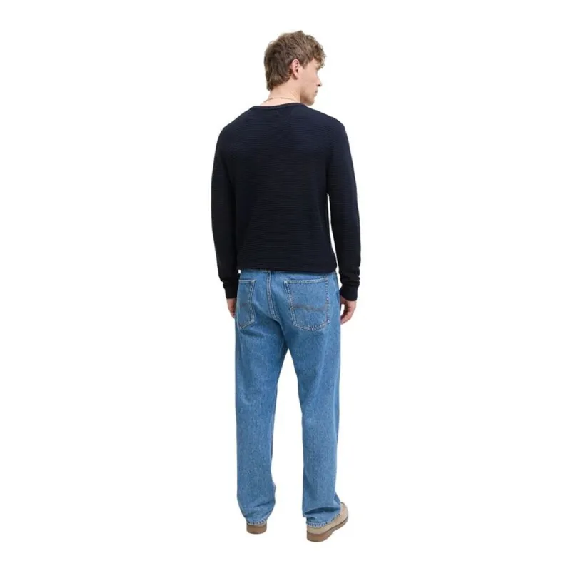 Men’s Sweatshirt without Hood Jack & Jones Jjotto Knit Crew Neck Sky Navy Blue