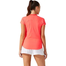 Short-sleeve Sports T-shirt Asics Court Piping W Coral