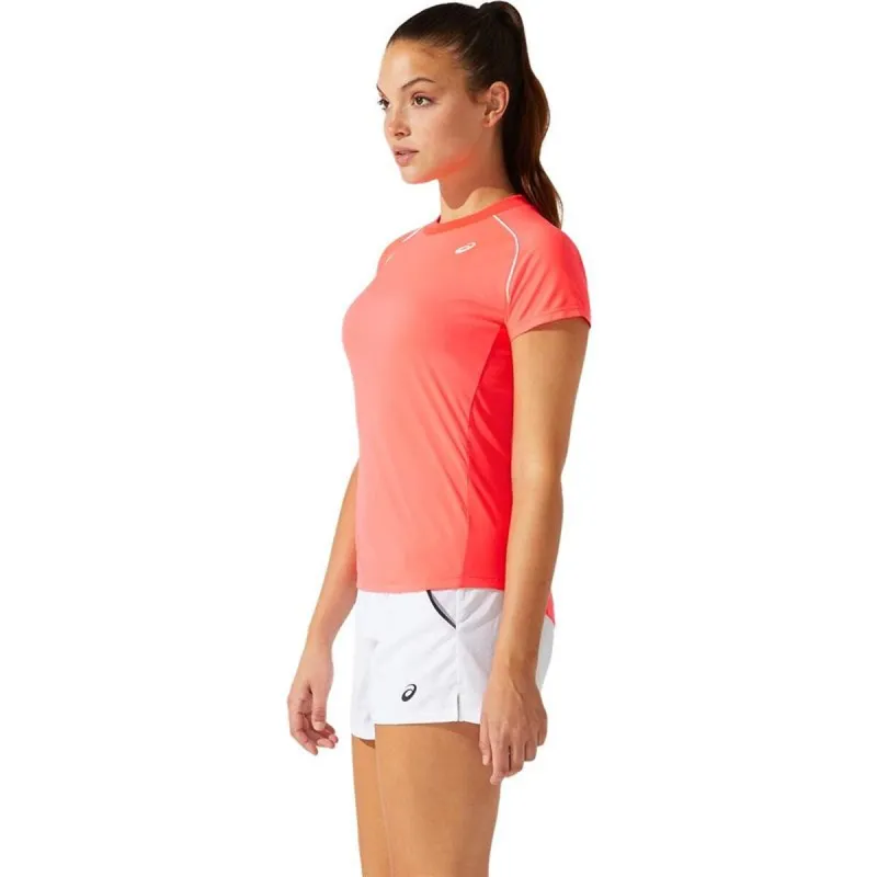 Short-sleeve Sports T-shirt Asics Court Piping W Coral