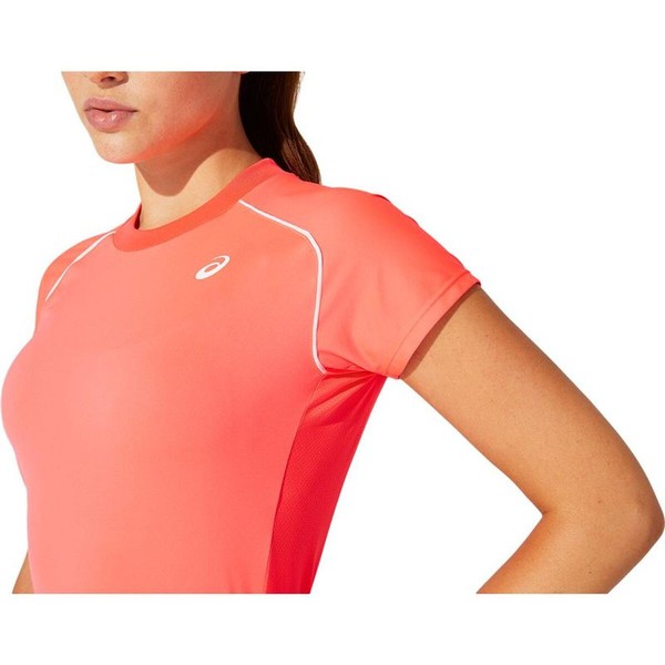 Short-sleeve Sports T-shirt Asics Court Piping W Coral