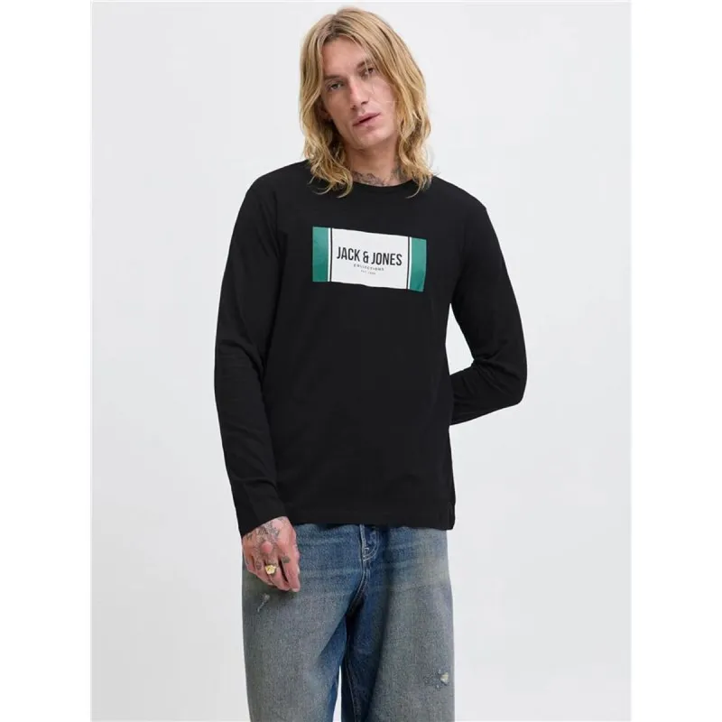 Vīriešu Krekls ar Garām Piedurknēm Jack & Jones Jjhayato Ls Crew Melns