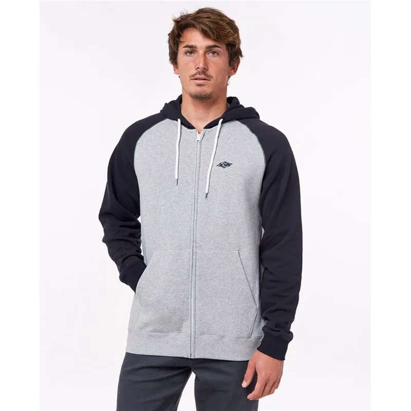 Men’s Hoodie Rip Curl Embroid Hooded Zip Thru Light grey